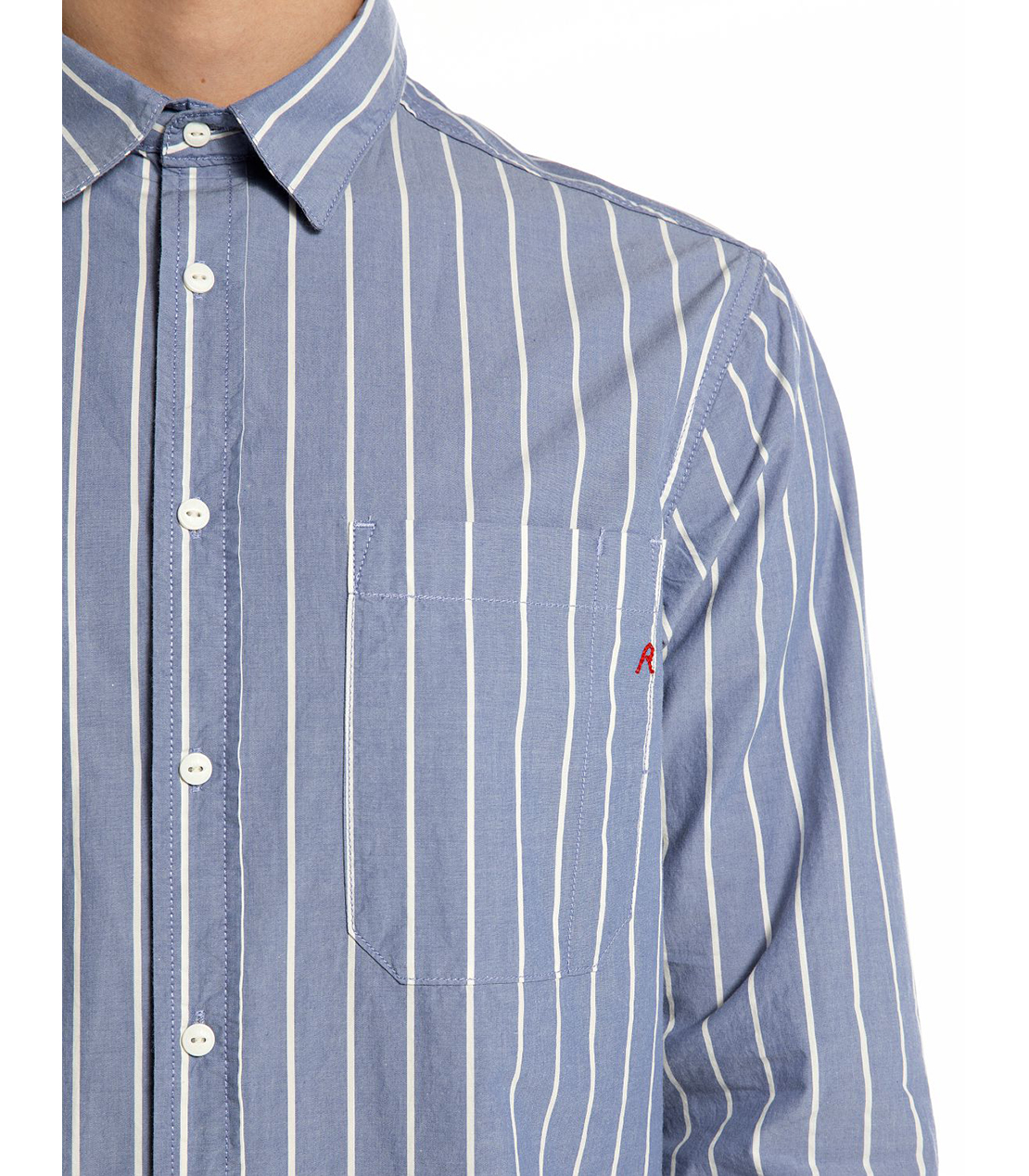 リラックスフィット ストライプコットンシャツ 詳細画像 ブルー 4